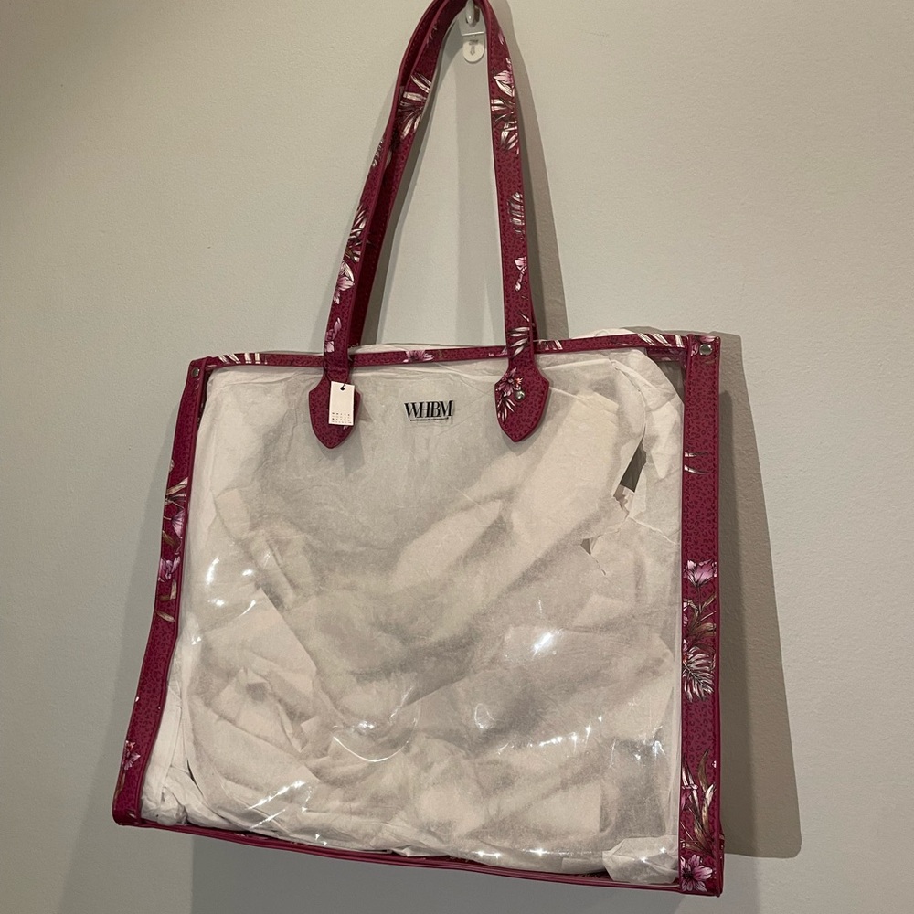 White House Black Market Floral and Clear Tote Beach Bag Brand NEW